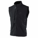 Black Troy Lee Designs SCOUT Softshell Jacket with zippered pockets and high collar, designed for outdoor activities.