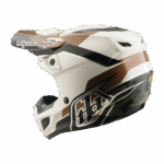 Troy Lee Designs SE5 Polycarbonate Stand Helmet with white, black, and brown graphics for motocross racing.