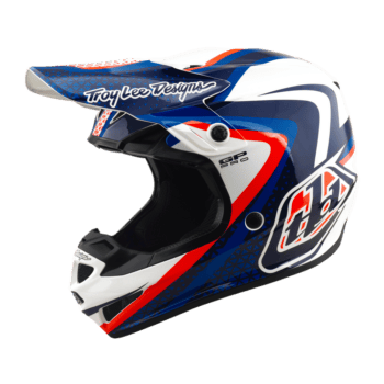 Troy Lee Designs GP Pro MIPS Slides Helmet - White - Blue - Orange