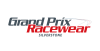 Grand Prix Racewear logo featuring sleek racing text and a dynamic swoosh design, representing high-quality motorsport apparel and accessories.